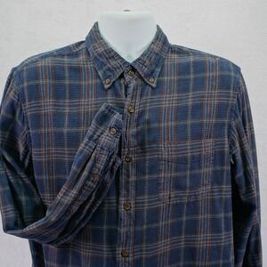 J. Crew -Large- Men's Slim Fit Brushed Twill Flannel Plaid Blue Gray Button Down